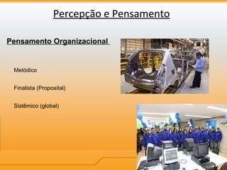 Percepção e Pensamento Pensamento Organizacional  Metódico Finalista (Proposital) Sistêmico (global) 