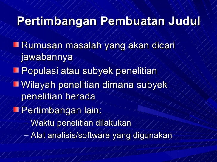 (4)perumusan judulpenelitian
