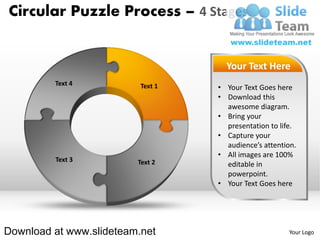 4 pieces pie chart circular puzzle with hole in center process ...
