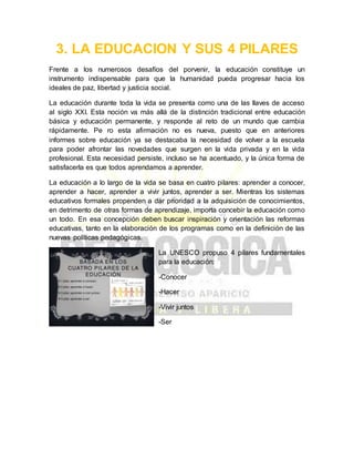 Los 4 pilares de la educacion | DOCX