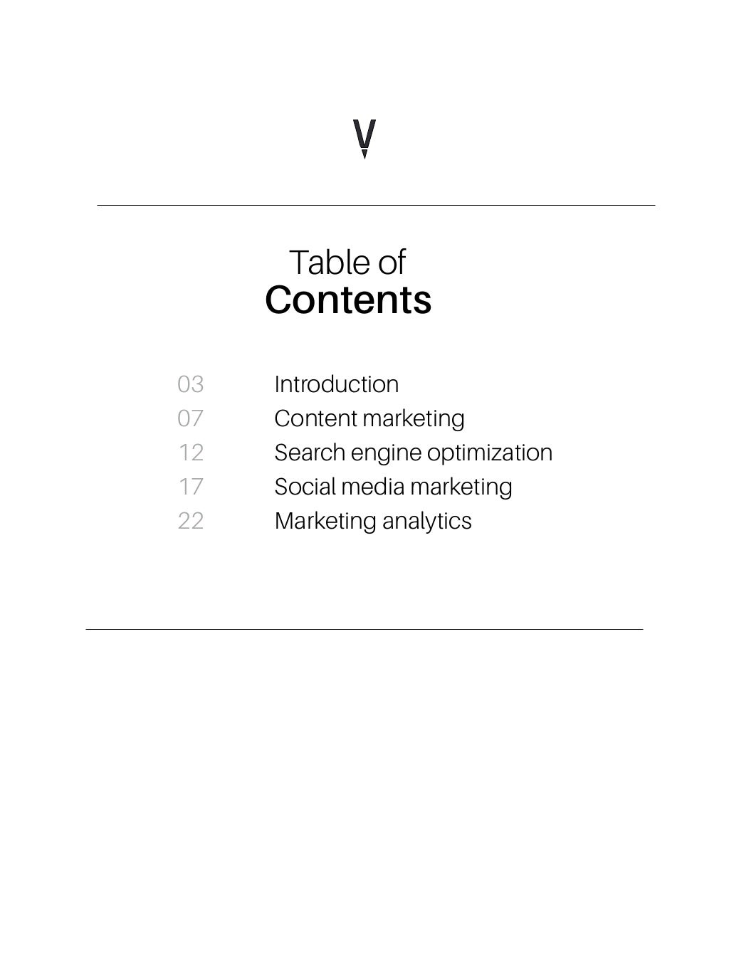 Table of contents introduction
