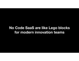 No Code SaaS are like Lego blocks
for modern innovation teams
 