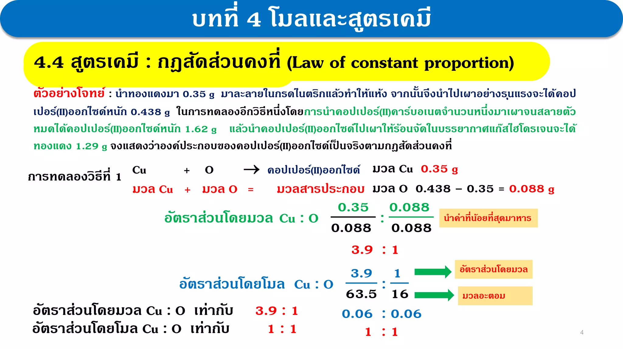 หน่วยที่ 4 สูตรเคมี (point) | PDF