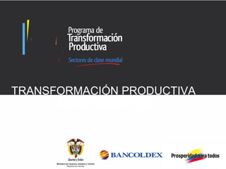 TRANSFORMACIÓN
  PRODUCTIVA
TRANSFORMACIÓN PRODUCTIVA
  LOGROS 2011 Y METAS
       Macro sector Agro
  2012
 
