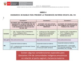 Existen algunas consideraciones especiales para
Gestantes VIH de comunidades indígenasamazónicas
en relación al parto vaginal y lactanciamaterna
 