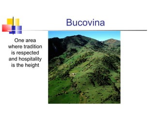 Bucovina 
One area 
where tradition 
is respected 
and hospitality 
is the height 
 