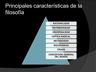 Principales características de la filosofía