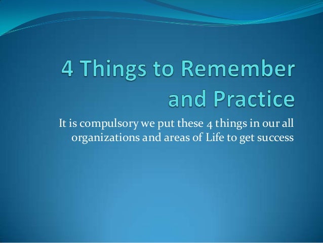 4 principles to be successful