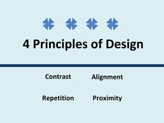4 Principles of Design  Contrast Repetition Alignment Proximity 