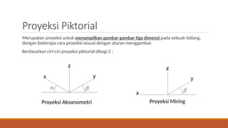 Gambar teknik proyeksi piktorial orthogonal dan perspektif | PPTX