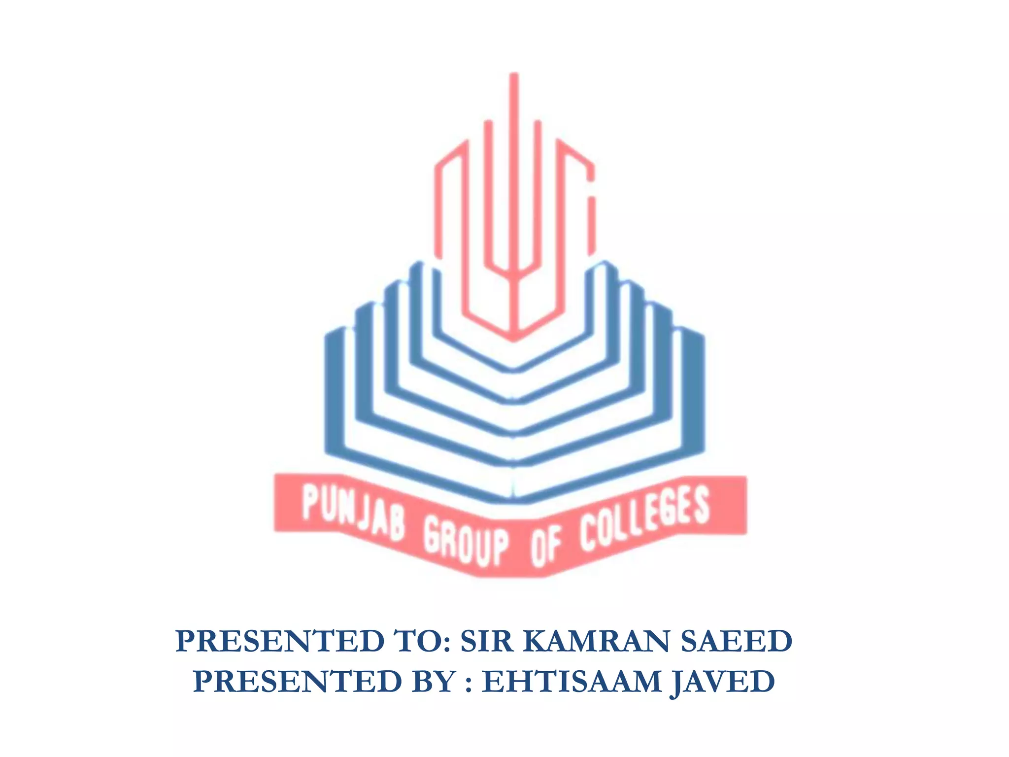 PRESENTED TO: SIR KAMRAN SAEED
PRESENTED BY : EHTISAAM JAVED