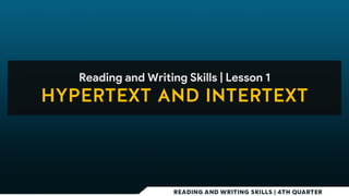Reading and Writing Skills | Lesson 1
 