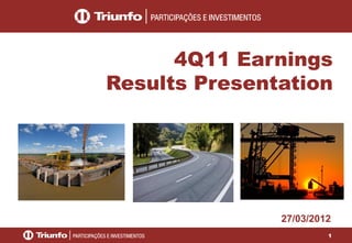 1
4Q11 Earnings
Results Presentation
27/03/2012
 