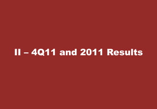 6
Digite aqui o Título
da Palestra
Digite aqui o Nome do Palestrante e a Data
II – 4Q11 and 2011 Results
 