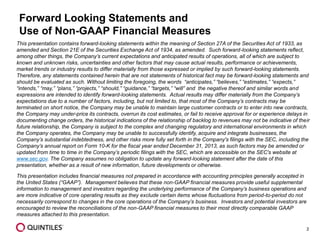 2
This presentation contains forward-looking statements within the meaning of Section 27A of the Securities Act of 1933, as
amended and Section 21E of the Securities Exchange Act of 1934, as amended. Such forward-looking statements reflect,
among other things, the Company’s current expectations and anticipated results of operations, all of which are subject to
known and unknown risks, uncertainties and other factors that may cause actual results, performance or achievements,
market trends or industry results to differ materially from those expressed or implied by such forward-looking statements.
Therefore, any statements contained herein that are not statements of historical fact may be forward-looking statements and
should be evaluated as such. Without limiting the foregoing, the words “anticipates,” “believes,” “estimates,” “expects,”
“intends,” “may,” “plans,” “projects,” “should,” “guidance,” “targets,” “will” and the negative thereof and similar words and
expressions are intended to identify forward-looking statements. Actual results may differ materially from the Company’s
expectations due to a number of factors, including, but not limited to, that most of the Company’s contracts may be
terminated on short notice, the Company may be unable to maintain large customer contracts or to enter into new contracts,
the Company may under-price its contracts, overrun its cost estimates, or fail to receive approval for or experience delays in
documenting change orders, the historical indications of the relationship of backlog to revenues may not be indicative of their
future relationship, the Company is subject to the complex and changing regulatory and international environments in which
the Company operates, the Company may be unable to successfully identify, acquire and integrate businesses, the
Company’s substantial indebtedness, and other risks more fully set forth in the Company's filings with the SEC, including the
Company’s annual report on Form 10-K for the fiscal year ended December 31, 2013, as such factors may be amended or
updated from time to time in the Company’s periodic filings with the SEC, which are accessible on the SEC's website at
www.sec.gov. The Company assumes no obligation to update any forward-looking statement after the date of this
presentation, whether as a result of new information, future developments or otherwise.
This presentation includes financial measures not prepared in accordance with accounting principles generally accepted in
the United States (“GAAP”). Management believes that these non-GAAP financial measures provide useful supplemental
information to management and investors regarding the underlying performance of the Company’s business operations and
are more indicative of core operating results as they exclude certain items whose fluctuations from period-to-period do not
necessarily correspond to changes in the core operations of the Company’s business. Investors and potential investors are
encouraged to review the reconciliations of the non-GAAP financial measures to their most directly comparable GAAP
measures attached to this presentation.
Forward Looking Statements and
Use of Non-GAAP Financial Measures
 