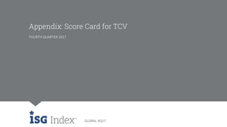 GLOBAL 4Q16
GLOBAL 4Q17
Appendix: Score Card for TCV
FOURTH QUARTER 2017
 