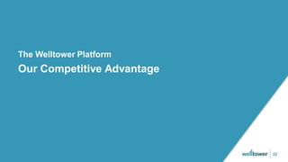 The Welltower Platform
32
Our Competitive Advantage
 
