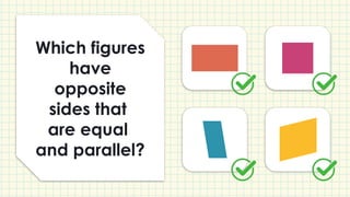 Which figures
have
opposite
sides that
are equal
and parallel?
 