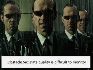 Obstacle Six: Data quality is difficult to monitor
 