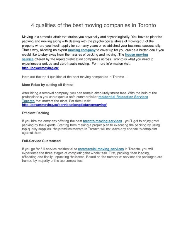 4 qualities of the best moving companies in toronto