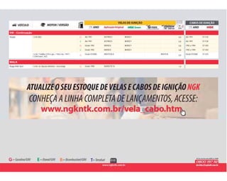 111
VW - Continuação
G Até 1991 BCPR5ES BKR5EY 0,8 Até 1991 ST-F28Voyage 1.6 8v (AE) G
E Até 1991 BCPR5ES BKR5EY 0,8 Até 1991 ST-F28E
G Desde 1992 BKR5EX BKR5EY 0,8 1992 a 1994 ST-V03G
E Desde 1992 BKR5EX BKR5EY 0,8 1992 a 1994 ST-V03E
B
Desde 07/2008 BKR7ESB-D BKR7EIX
0,9
Desde 07/2008 ST-V251.6 8v / Totalflex (101cv gas. / 104cv eta. / VHT /
CCRATransf. 2X2)
B
WALK
G Desde 1998 BUR5ETB-10 1,0Buggy Walk Sport 1.6 8v / ar, Injeção eletrônica - rosca longa G
 