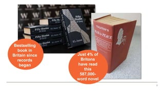 2
Just 4% of
Britons
have read
this
587,000-
word novel
Bestselling
book in
Britain since
records
began
 