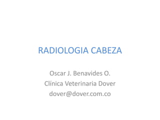 RADIOLOGIA CABEZA

   Oscar J. Benavides O.
 Clínica Veterinaria Dover
   dover@dover.com.co
 