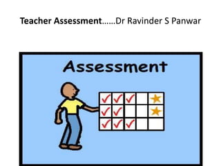 Teacher Assessment……Dr Ravinder S Panwar
 