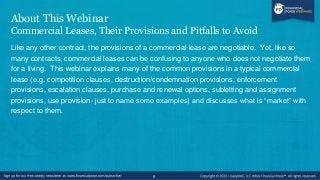 Commercial Leases, their provisions and pitfalls to avoid | PDF