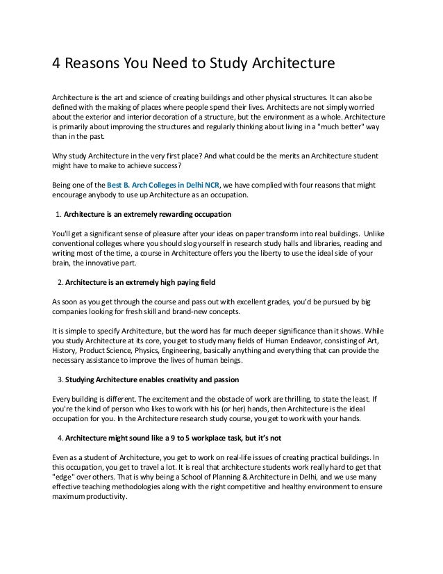 4 Reasons You Need to Study Architecture