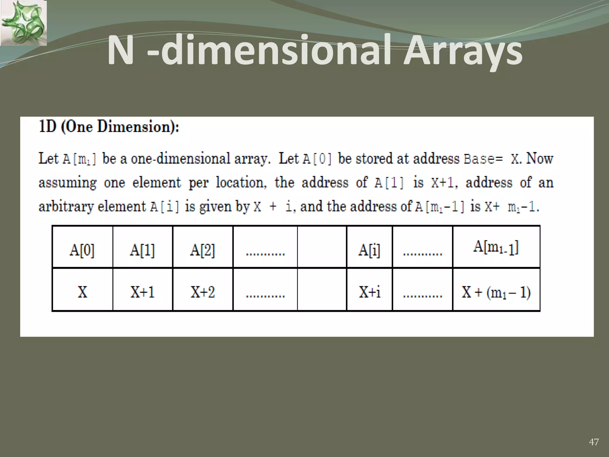 47 N -dimensional Arrays 