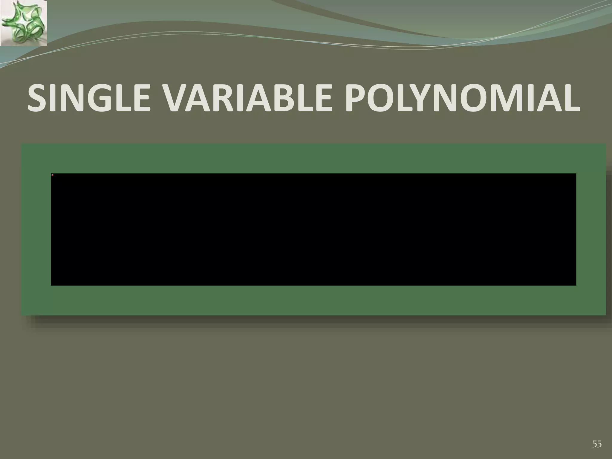 55 SINGLE VARIABLE POLYNOMIAL 