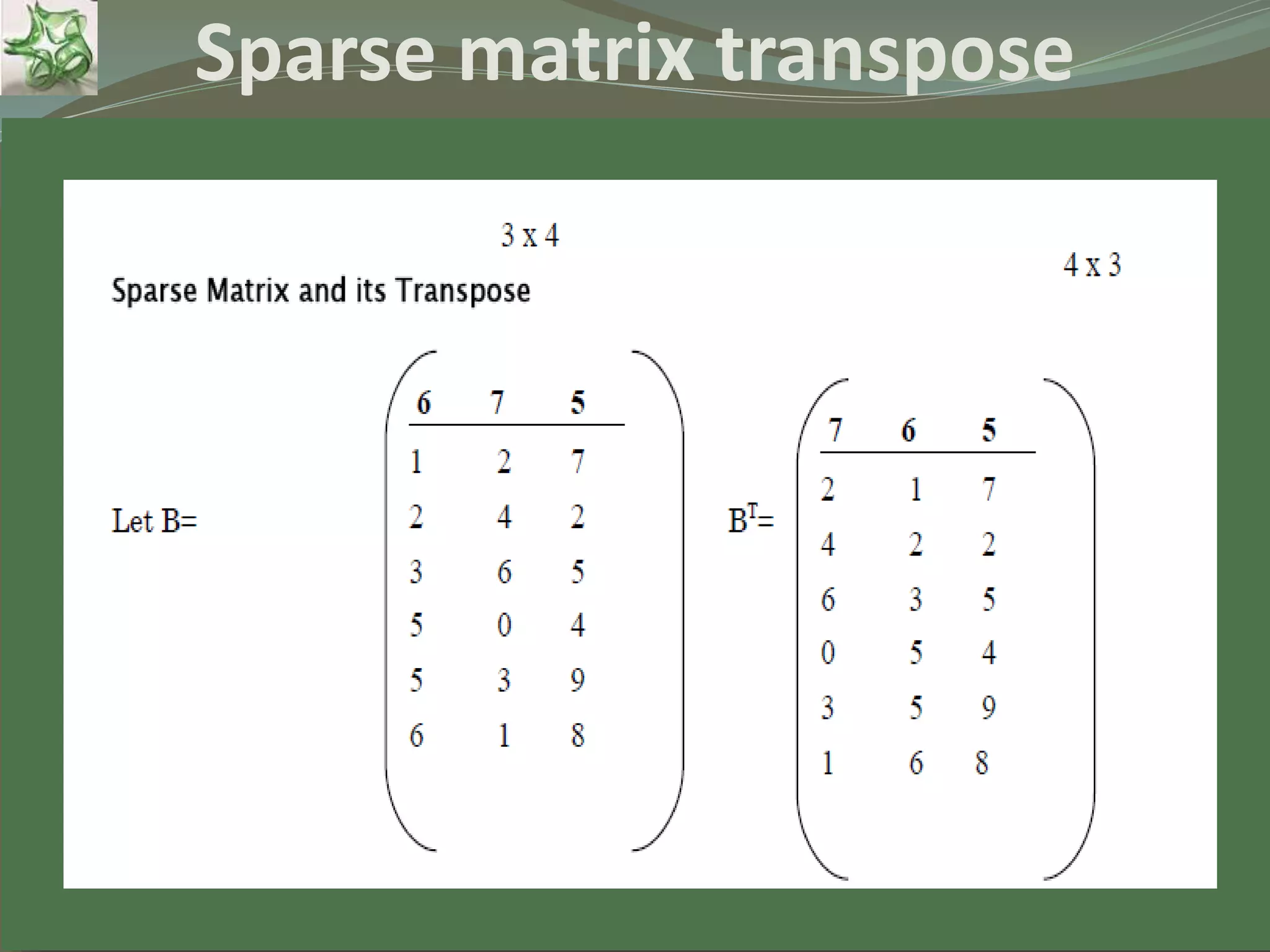 69 Sparse matrix transpose 