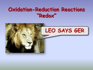 Oxidation-Reduction Reactions
“Redox”
LEO SAYS GER
 