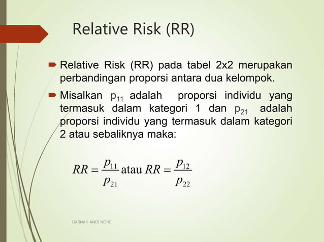 [4]relative risk dan odds rasio tabel kontingensi 2x2 1 | PPT