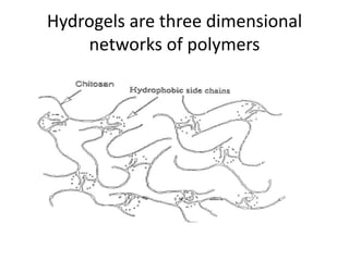 Hydrogels are three dimensional
    networks of polymers
 