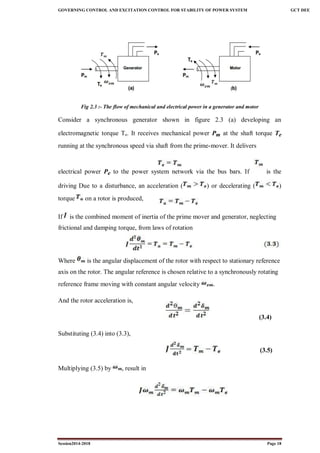 report on the GOVERNING CONTROL AND EXCITATION CONTROL FOR STABILITY OF ...