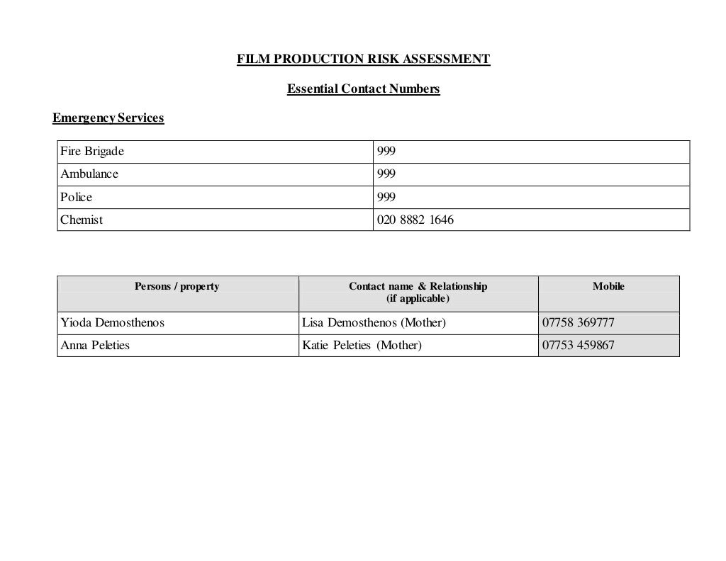 Risk Assessment Bedroom