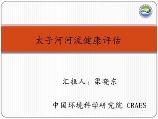 太子河河流健康评估



  汇报人：渠晓东


 中国环境科学研究院 CRAES
 