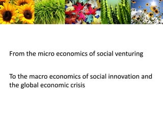 From the micro economics of social venturing To the macro economics of social innovation and the global economic crisis 