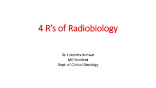 4 R’s of Radiobiology
Dr. Lokendra Kunwar
MD Resident
Dept. of Clinical Oncology
 