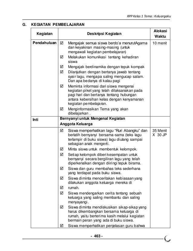 4 Rpp Kls 1 Semester 1 Keluarga