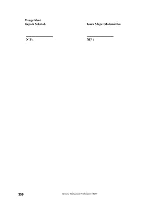 Mengetahui
Kepala Sekolah Guru Mapel Matematika
.................................. ..................................
NIP : NIP :
Rencana Pelaksanaan Pembelajaran (RPP)356
 