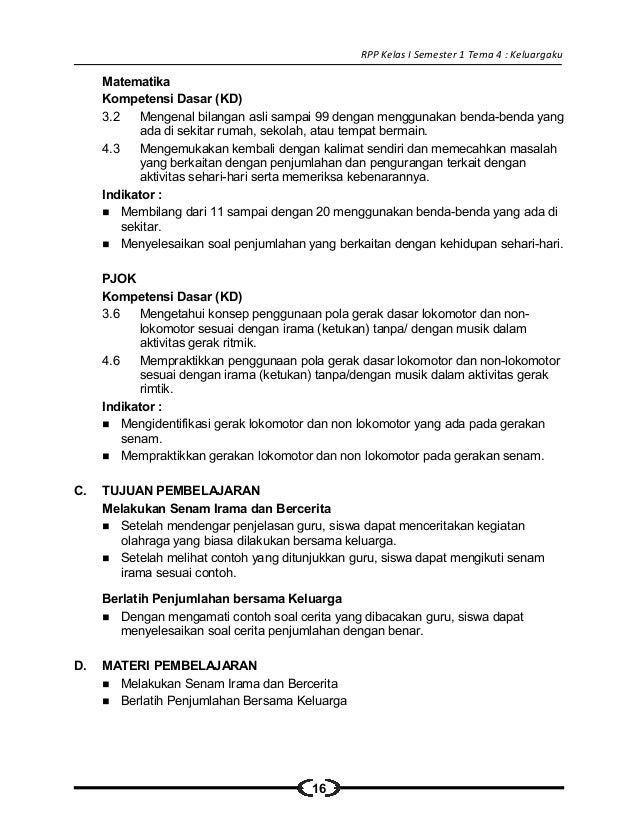 [4] rpp sd kelas 1 semester 1 keluargaku
