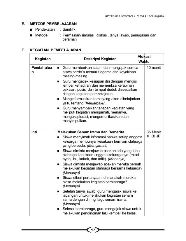 [4] rpp sd kelas 1 semester 1 keluargaku