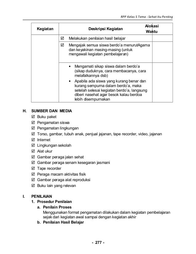 4 Rpp Sd Kelas 5 Sehat Itu Penting