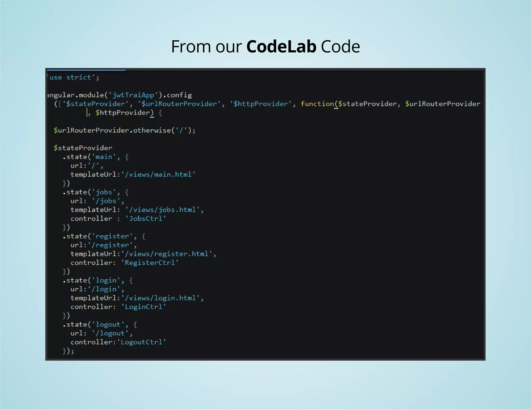 From our CodeLab Code 
 