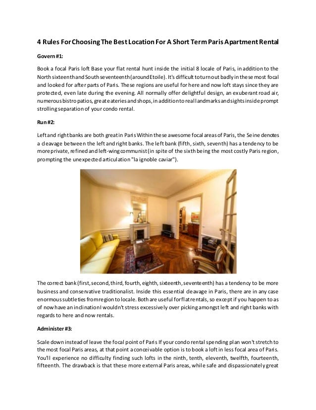 4 Rules For Choosing The Best Location For A Short Term Paris Apartme