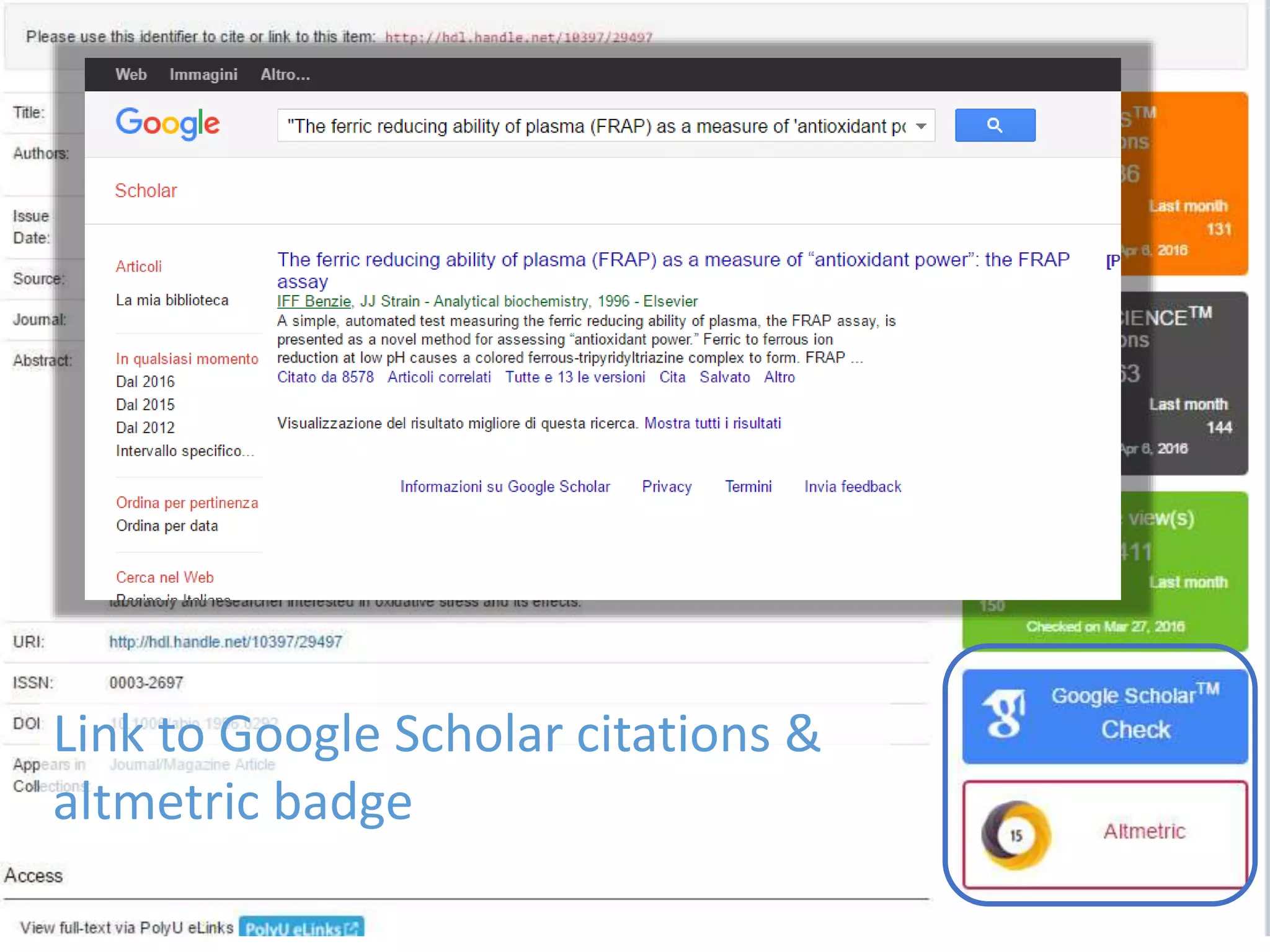Link to Google Scholar citations &
altmetric badge
 