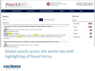 Global search across the whole site with
highlighting of found terms
 